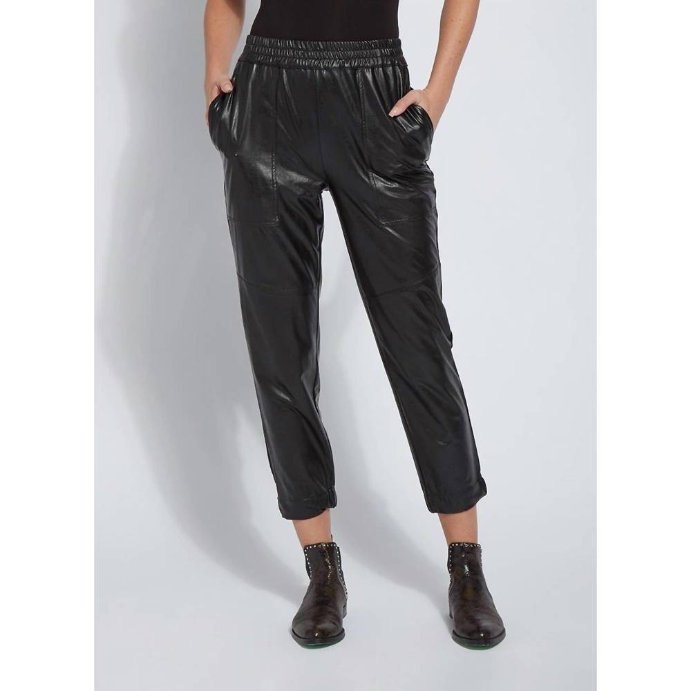 NEW LYSSE brisk leather jogger in black